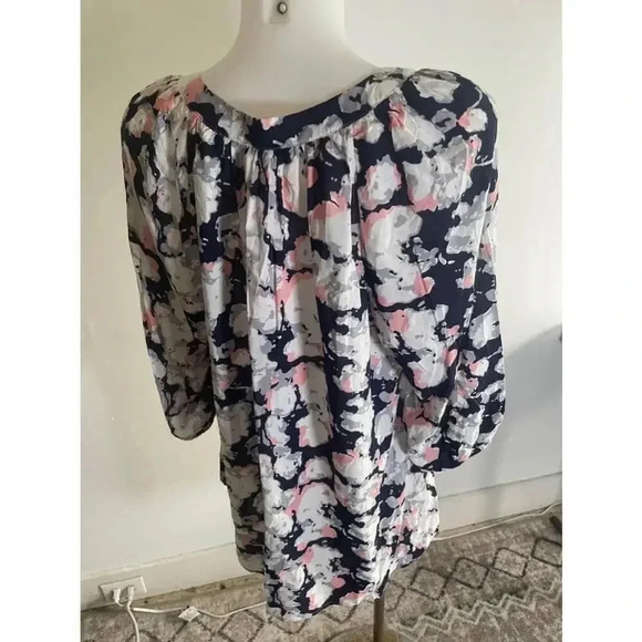 Women's Saint Tropez West Blue and Pink Floral 3/4 Sleeve Blouse Size 1X NWT 068 - Picture 7 of 11